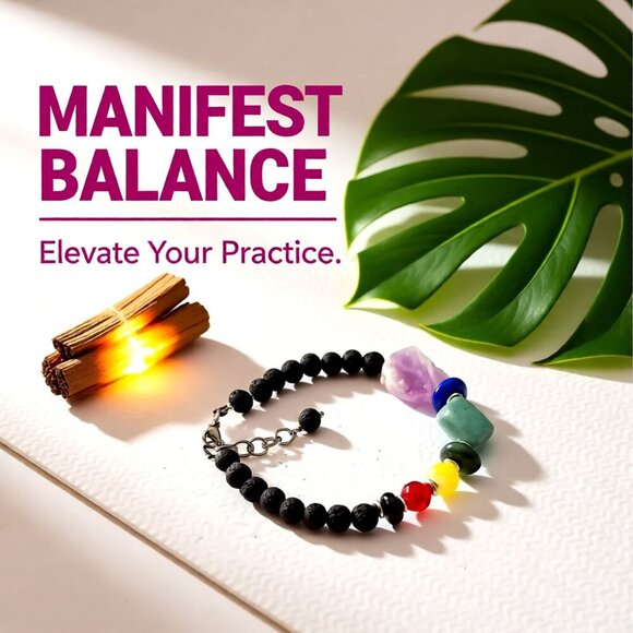 Handmade Jewelry - 7 Chakra Bracelet ~ Balance Your Energy ~ Cool Calm & Collected Meditations 7-8"